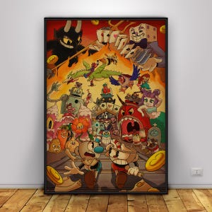 Cuphead Poster | Mugman Wall Art | Home Decor | Kraft Paper Print | Gift Poster | Game Poster