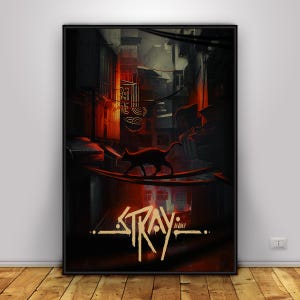 Stray Poster | Adventure Game Wall Art | Home Decor | Kraft Paper Print | Gift Poster | Game Poster