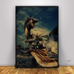 Monster Hunter Poster | MHW Wall Art | Home Decor | Kraft Paper Print | Gift Poster | Game Poster