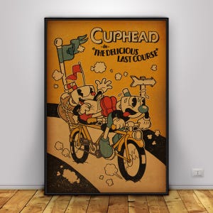 Cuphead Poster | Mugman Wall Art | Home Decor | Kraft Paper Print | Gift Poster | Game Poster