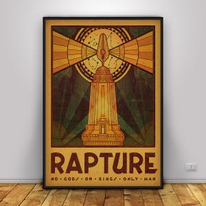 Poster di BioShock / Arte murale di Rapture / Decorazione per la casa / Stampa su carta kraft / Poster regalo / Poster del gioco