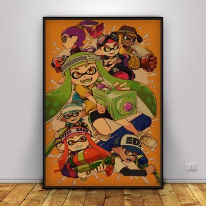 Pôster de Splatoon | Arte de parede de Splatlands | Decoração para casa | Impressão em papel kraft | Pôster para presente | Pôster de jogo