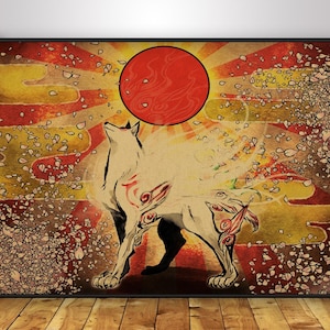 Okami Poster | Amaterasu Wall Art | Home Decor | Kraft Paper Print | Gift Poster | Game Poster