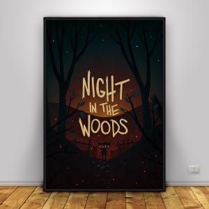 Nacht im Wald Poster | Mae Borowski Wandkunst | Wohnkultur | Kraftpapier Druck | Geschenk Poster | Spiel-Poster