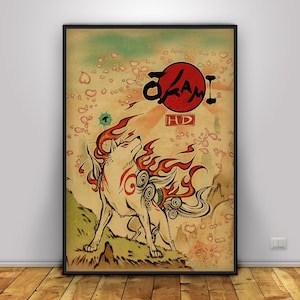 Okami Poster | Amaterasu Wall Art | Home Decor | Kraft Paper Print | Gift Poster | Game Poster