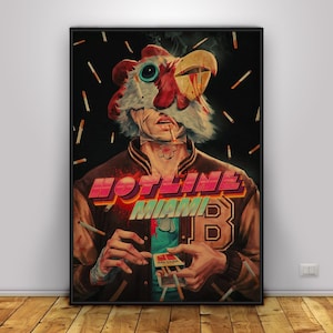 Hotline Miami Poster | Jacket Wall Art | Home Decor | Kraft Paper Print | Gift Poster | Game Poster