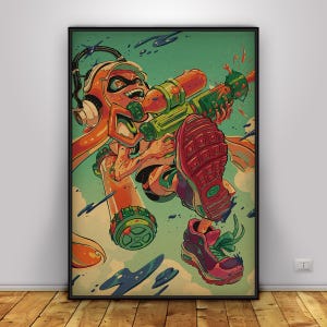 Pôster de Splatoon | Arte de parede de Splatlands | Decoração para casa | Impressão em papel kraft | Pôster para presente | Pôster de jogo