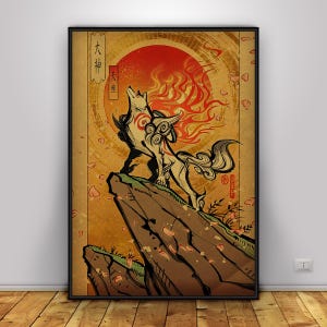 Okami Poster | Amaterasu Wall Art | Home Decor | Kraft Paper Print | Gift Poster | Game Poster