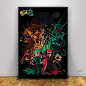 Pôster de Splatoon | Arte de parede de Splatlands | Decoração para casa | Impressão em papel kraft | Pôster para presente | Pôster de jogo