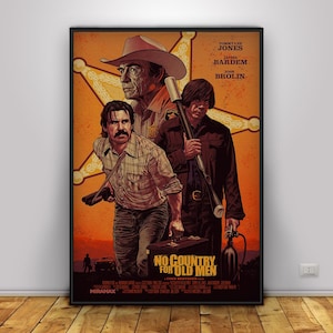No Country for Old Men Poster | Javier Bardem Wandkunst | Wohnkultur | Kraftpapier Druck | Geschenk Poster | Filmplakat