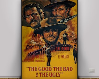 The Good, the Bad and the Ugly Poster | Clint Eastwood Wall Art | Home Decor | Kraft Paper Print | Gift Poster | Movie Poster