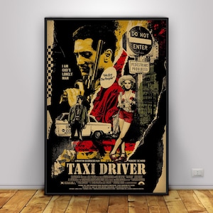 Taxi Driver Poster | Robert De Niro Wall Art | Home Decor | Kraft Paper Print | Gift Poster | Movie Poster