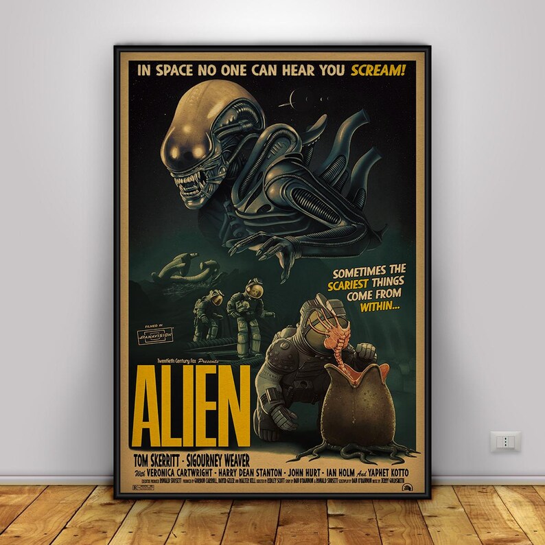 Alien Poster | Xenomorph Wall Art | Home Decor | Kraft Paper Print ...