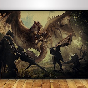Monster Hunter Poster | MHW Wall Art | Home Decor | Kraft Paper Print | Gift Poster | Game Poster