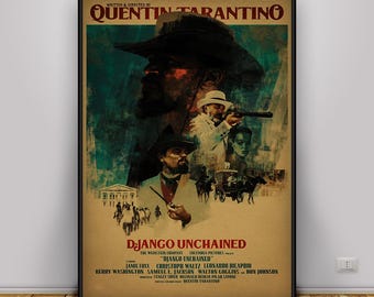 Django Unchained Poster | Tarantino Movie Wall Art | Home Decor | Kraft Paper Print | Gift Poster | Movie Poster