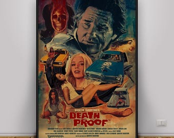 Death Proof Poster | Kurt Russell Wall Art | Home Decor | Kraft Paper Print | Gift Poster | Movie Poster