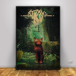 Stray Poster | Adventure Game Wall Art | Home Decor | Kraft Paper Print | Gift Poster | Game Poster