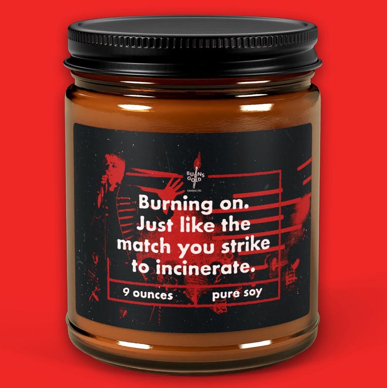 My Chemical Romance Inspired Candle - Scented Soy Candle (Multi-Size, Amber Jar) Gerard Way image 1