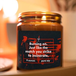 My Chemical Romance Inspired Candle - Scented Soy Candle (Multi-Size, Amber Jar) Gerard Way image 2