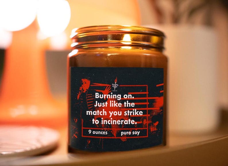My Chemical Romance Inspired Candle - Scented Soy Candle (Multi-Size, Amber Jar) Gerard Way image 2