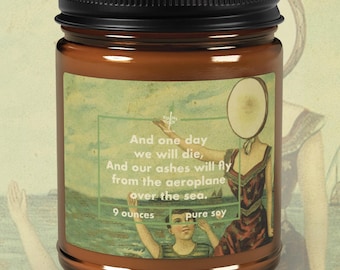 Neutral Milk Hotel Inspired Candle - Scented Soy Candle (Multi-Size, Amber Jar) Jeff Mangum