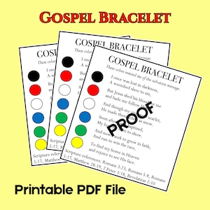 PDF File for Gospel Bracelet Craft, Colors of Salvation Poem