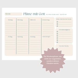 Christlicher Wochenplaner Printable PDF – Pläne mit Gott – Bibelvers Planer mit Vers der Woche & Gebet – A4 A5 A3 Download | Sprüche 16:9