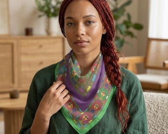 Saba Tilet Ethiopian Pattern Poly Scarf | Bright Lightweight Scarf