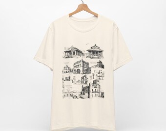 ファシル・ゲビ、ゴンダール城 1636 スケッチ Tシャツ、エチオピアの建築 Tシャツ