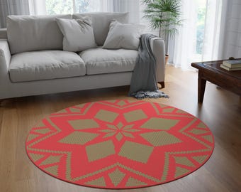 Ethiopian Sefed Mandala Tulip Medallion Round Rug