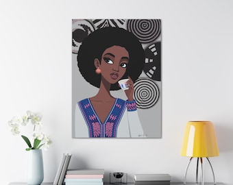 Ethiopian coffee art Canvas Print: Vibrant African Art, Cultural Home Decor