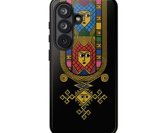 Ethiopian Saba Geometric Tribal Faces Phone Case