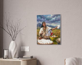 エチオピア人女性の肖像画キャンバス（厚さ0.75インチ）｜アフリカの壁掛けアート、ホームオフィス装飾