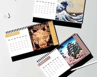 Japanese Art Desk Calendar 2026: Ukiyo-e Desktop Planner, Office Decor Gift