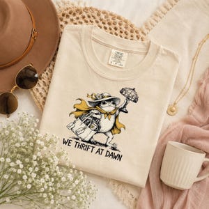 We Thrift At Dawn Shirt, Funny Frog Meme Thrifting Tee, Thrift Lover TShirt, Vintage Collector Gift