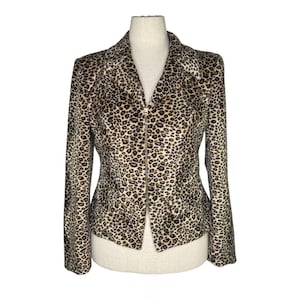 Vintage Gantos Leopard Print Zip Jacket Size 12 | Made in USA 90s Glam Blazer