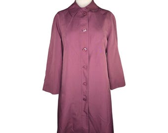 Vintage 70s Misty Harbor Trench Coat | Mauve Rose, Rain Repellent, Petite Size