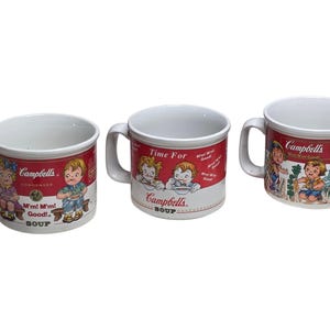 Vintage 1990s Campbell’s Soup Kids Mugs by Westwood – Set of 3 Retro Ceramic Cups