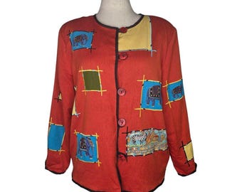 Chaqueta de patchwork bohemia Y2K con apliques de animales, fabricada en India