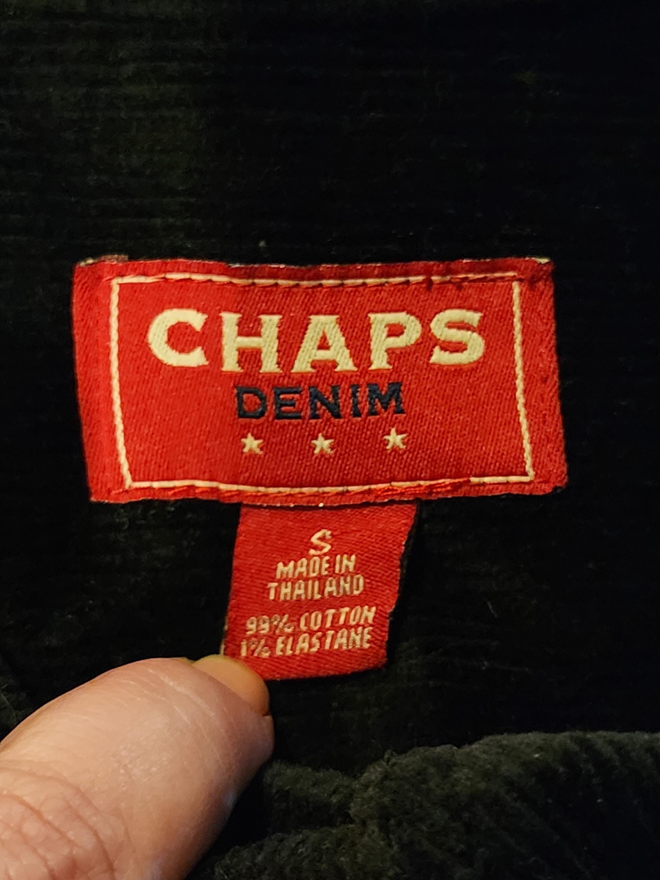CHAPS Denim Trucker Jacket Corduroy Black Sz S Vintage 90s