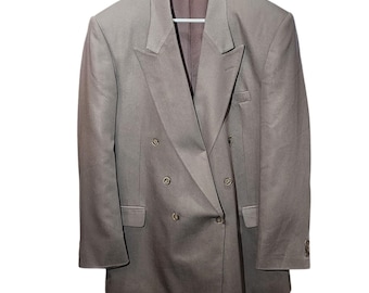 Vintage 70's 80's Givenchy Monsieur Tan Linen Peak Collar Double
