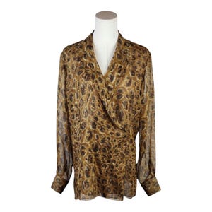 Vintage Emanuel Ungaro Silk Leopard Blouse: Gruppo GFT Designer Top Sz 6