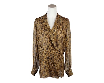 Vintage Emanuel Ungaro Silk Leopard Blouse: Gruppo GFT Designer Top Sz 6
