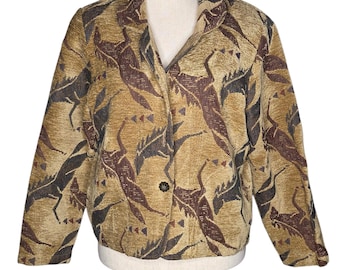 Chaqueta vintage con tapiz de caballo, blazer corto estilo western, Starfire USA, abrigo ecuestre de los 90, chaqueta estilo boho del suroeste, talla L