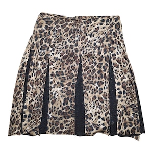 Vintage Dana Kay Leopard Print Midirock 26W - Y2K Plus Size Pailletten Netzrock