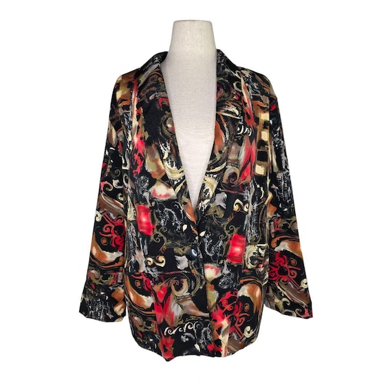 Vintage 80s Abstract Blazer, Kensington Square Retro Print, Women's Large