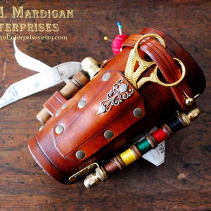 Tailor's Assistant - the Original functional leather steampunk sewing bracer, costume cosplay Renaissance