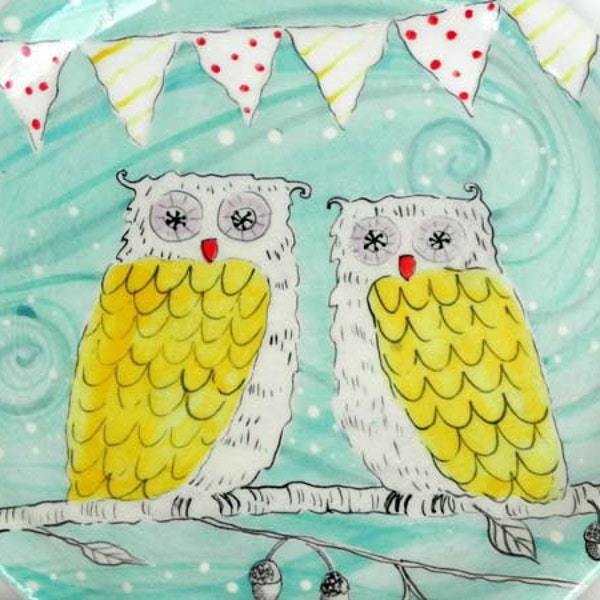 Owl plate, sandwich plate, cake plate,