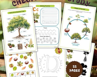 Werkbladen paardenkastanje l Conker Gedichtactiviteiten, kleurplaten, levenscyclus en structuur, handschrift. Montessori, kleuterschool pdf