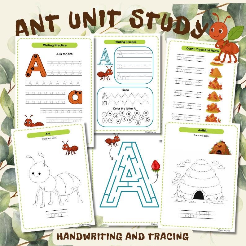 Ant Unit Study: Poem, Numbers Poem, Life Cycle, Anthill Structure ...